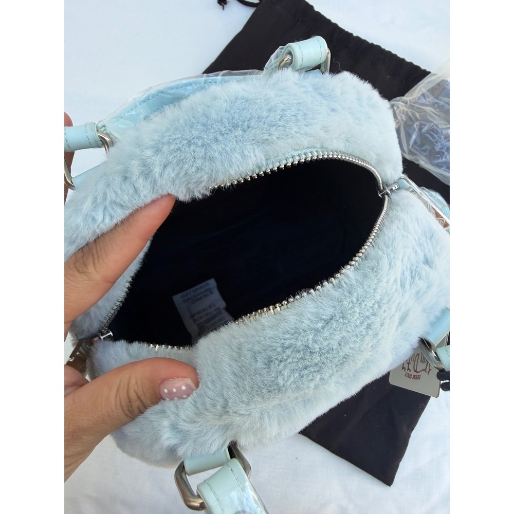 Y2K Von Dutch Fuzzy Blue Mini Bowling Handbag & Slippers Set Size 8 - Picture 7 of 7